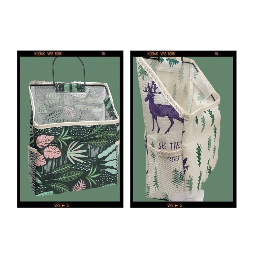 Wall mounted or table top cotton linen storage bags-comes with it's own hook!